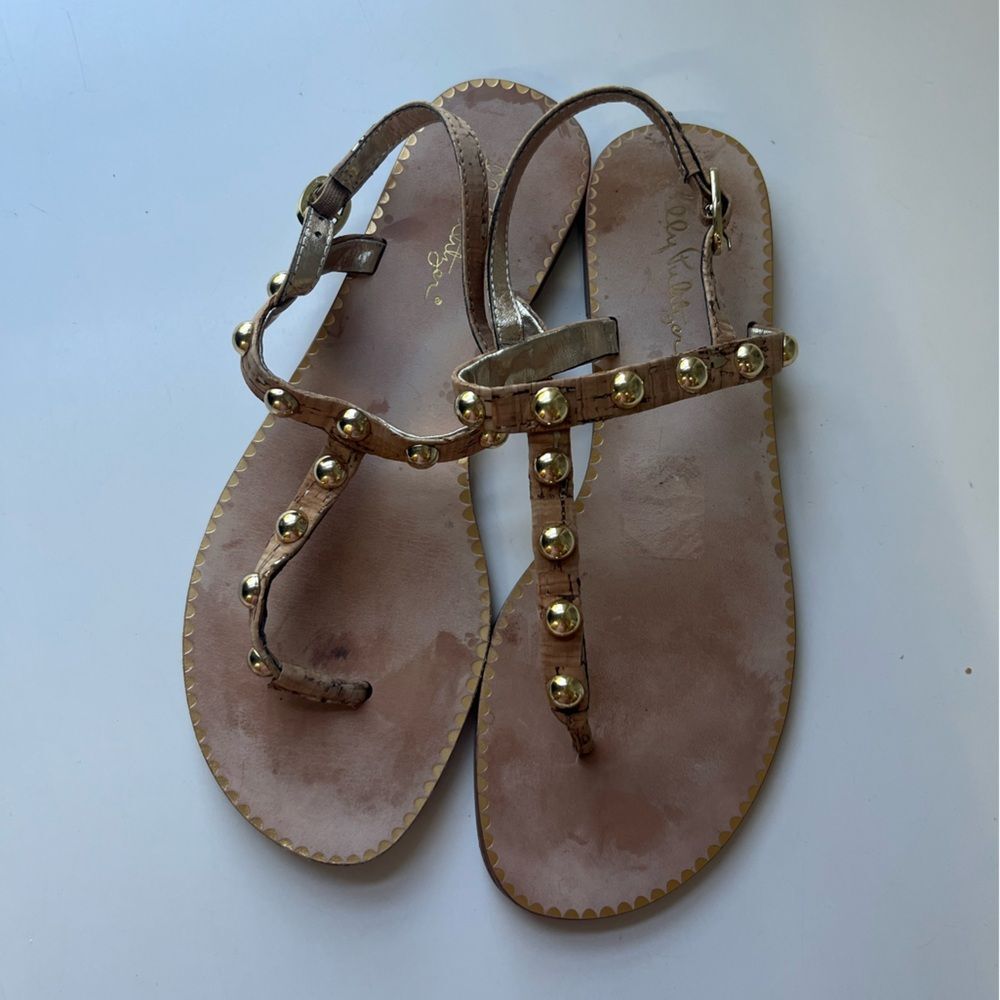 Lilly Pulitzer Gold Studded Sandals